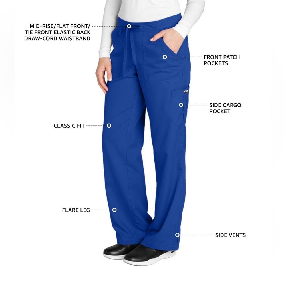Greys Anatomy By Barco Woman’s Medium Active Blue V-Neck Scrub Top & Bottoms - Picture 15 of 15